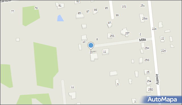 Węgrów, Miła, 13, mapa Węgrów