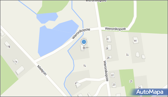 Weronikopole, Mielęcin, 55, mapa Weronikopole