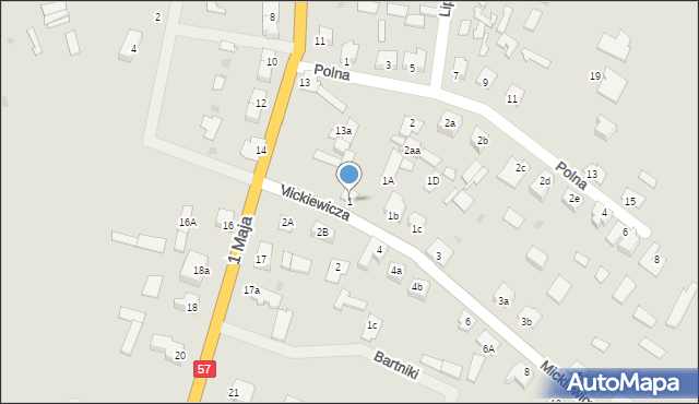 Wielbark, Mickiewicza Adama, 1, mapa Wielbark