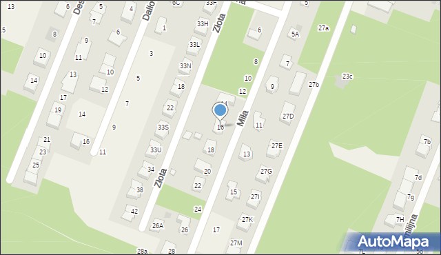 Wieliszew, Miła, 16, mapa Wieliszew