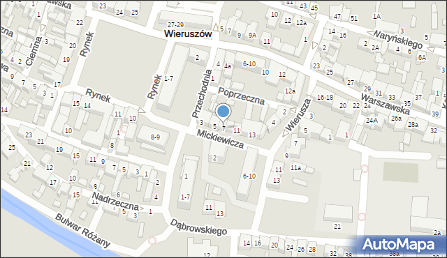 Wieruszów, Mickiewicza Adama, 7, mapa Wieruszów