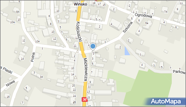 Wińsko, Mickiewicza Adama, 1, mapa Wińsko