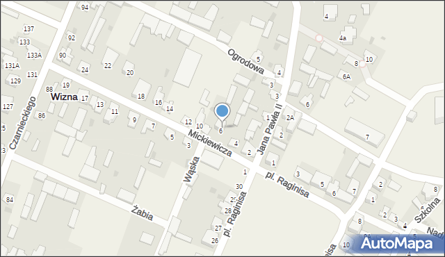 Wizna, Mickiewicza Adama, 6A, mapa Wizna