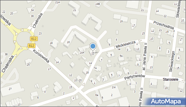 Włodawa, Mickiewicza Adama, 12, mapa Włodawa