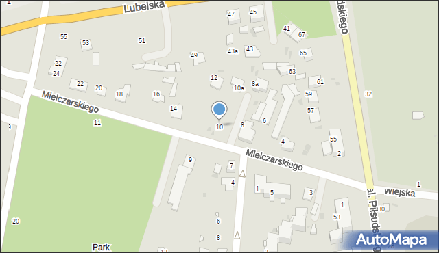 Włodawa, Mielczarskiego Romualda, 10, mapa Włodawa