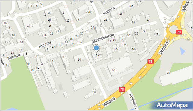 Wodzisław Śląski, Michalskiego Józefa, 12a, mapa Wodzisławia Śląskiego