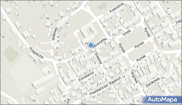 Wodzisław Śląski, Minorytów, 3, mapa Wodzisławia Śląskiego