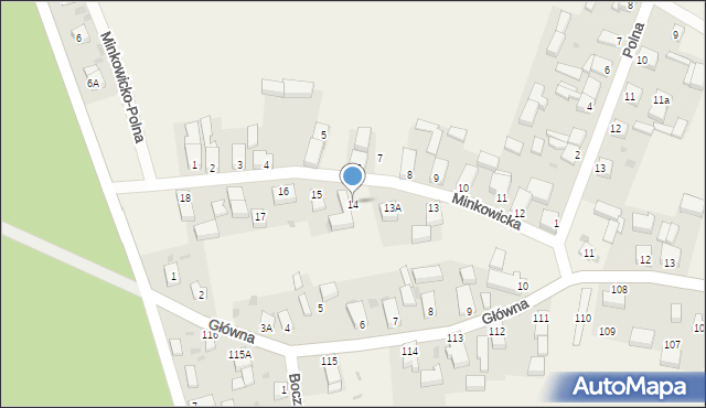 Wójcice, Minkowicka, 14, mapa Wójcice