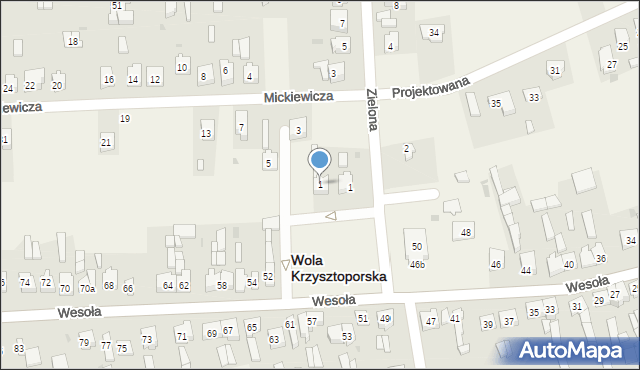 Wola Krzysztoporska, Mickiewicza Adama, 1, mapa Wola Krzysztoporska