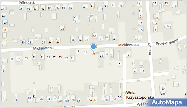 Wola Krzysztoporska, Mickiewicza Adama, 15, mapa Wola Krzysztoporska