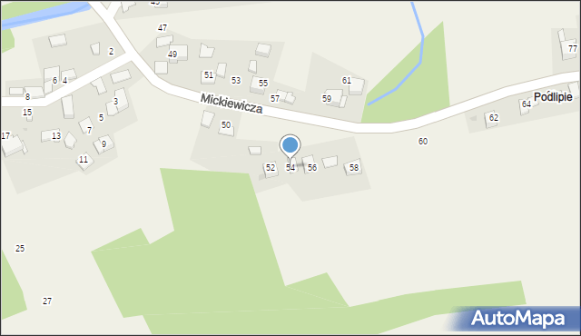 Wola Radziszowska, Mickiewicza Adama, 54, mapa Wola Radziszowska