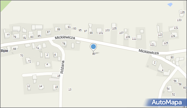 Wola Radziszowska, Mickiewicza Adama, 80, mapa Wola Radziszowska