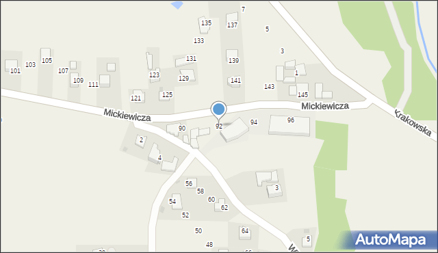 Wola Radziszowska, Mickiewicza Adama, 92, mapa Wola Radziszowska