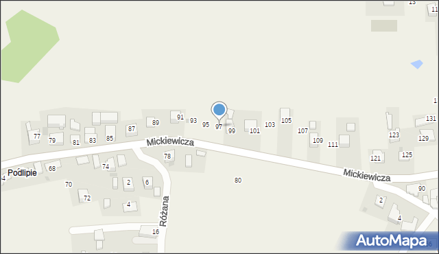 Wola Radziszowska, Mickiewicza Adama, 97, mapa Wola Radziszowska