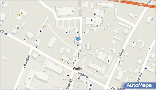 Wolin, Mickiewicza Adama, 1d, mapa Wolin