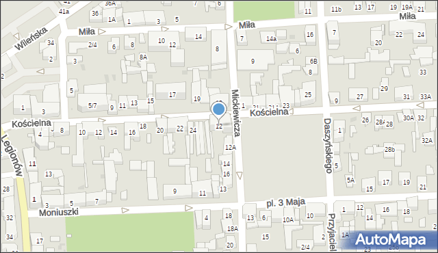 Wołomin, Mickiewicza Adama, 12, mapa Wołomin