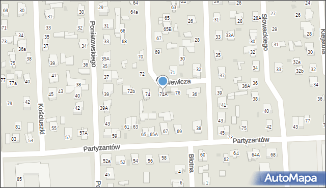 Wołomin, Mickiewicza Adama, 74A, mapa Wołomin
