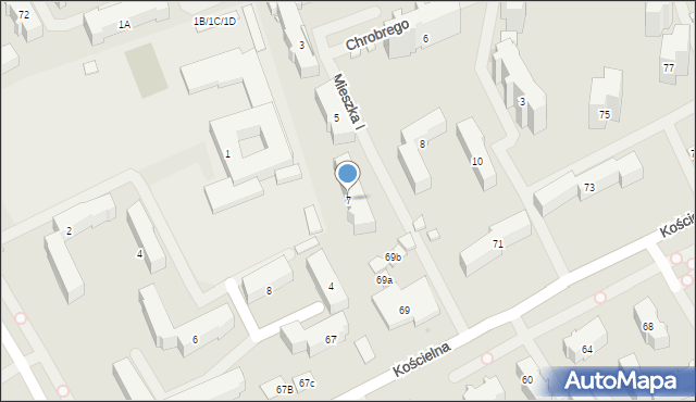 Wołomin, Mieszka I, 7, mapa Wołomin