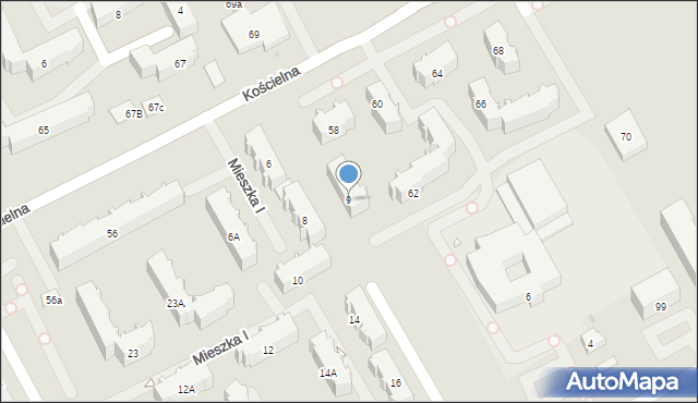 Wołomin, Mieszka I, 9, mapa Wołomin