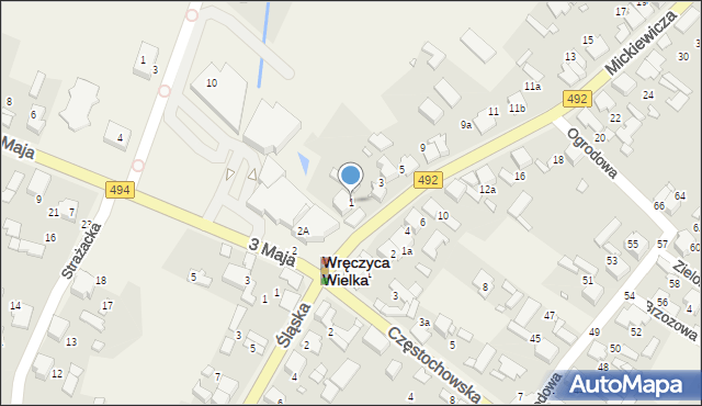 Wręczyca Wielka, Mickiewicza Adama, 1, mapa Wręczyca Wielka