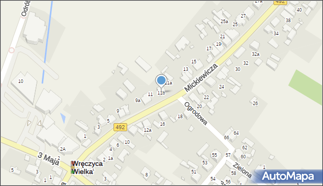 Wręczyca Wielka, Mickiewicza Adama, 11b, mapa Wręczyca Wielka