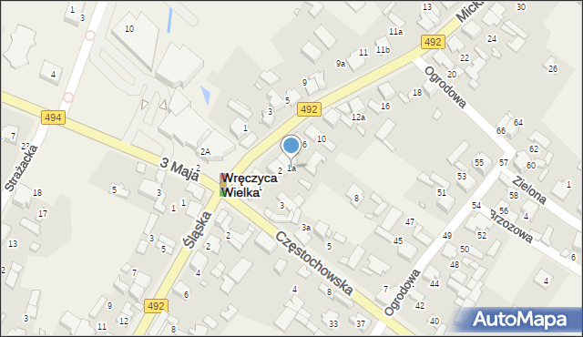 Wręczyca Wielka, Mickiewicza Adama, 1a, mapa Wręczyca Wielka