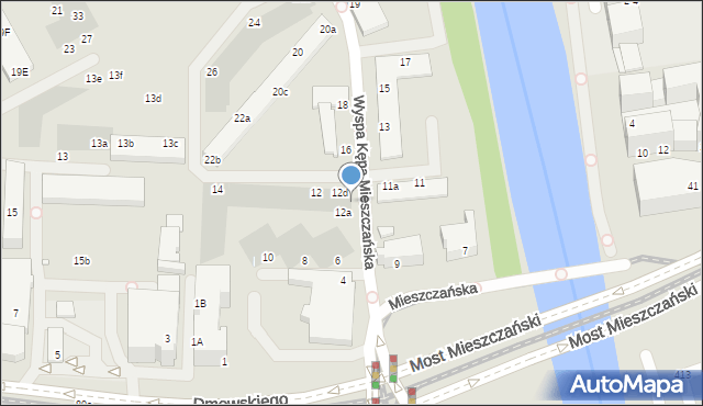 Wrocław, Mieszczańska, 12b, mapa Wrocławia