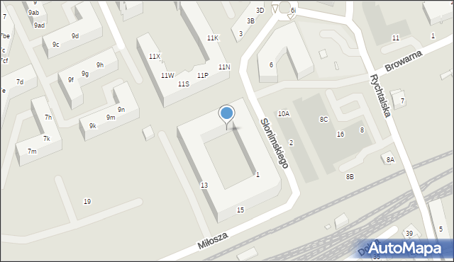 Wrocław, Miłosza Czesława, 13a, mapa Wrocławia