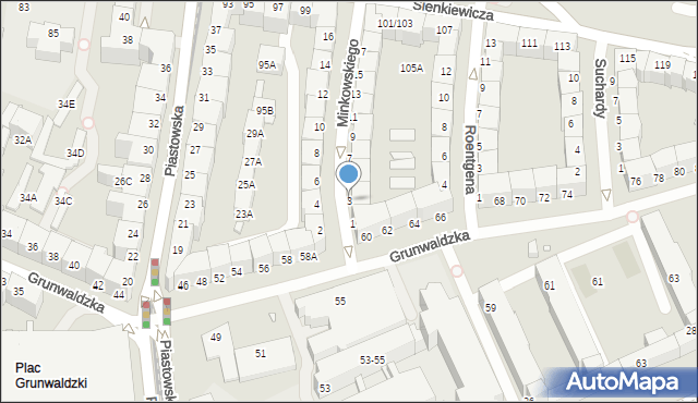 Wrocław, Minkowskiego Oskara, 3, mapa Wrocławia