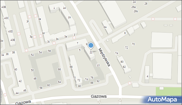 Wrocław, Międzyleska, 11, mapa Wrocławia