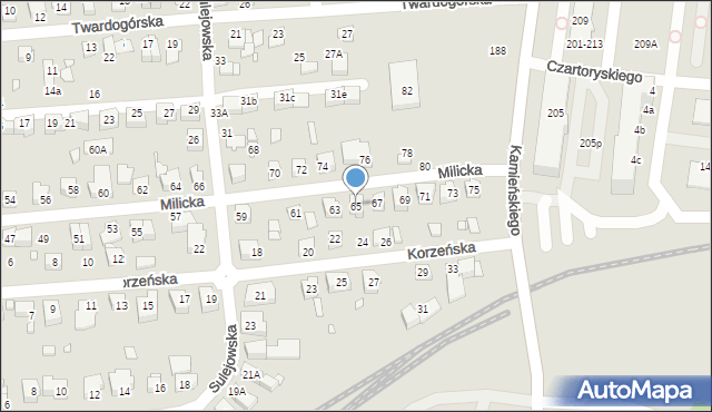 Wrocław, Milicka, 65, mapa Wrocławia