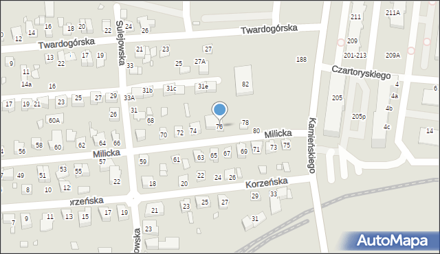 Wrocław, Milicka, 76, mapa Wrocławia