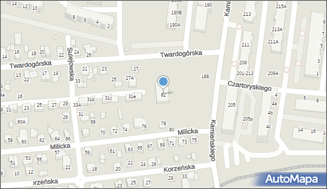 Wrocław, Milicka, 82, mapa Wrocławia