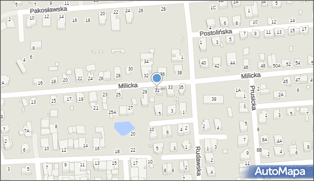 Wrocław, Milicka, 31, mapa Wrocławia