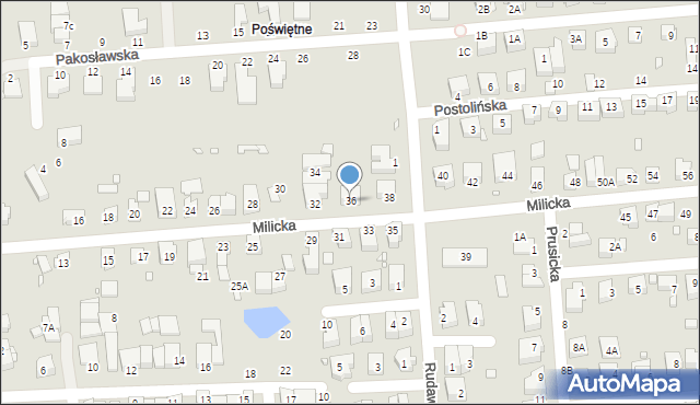 Wrocław, Milicka, 36, mapa Wrocławia