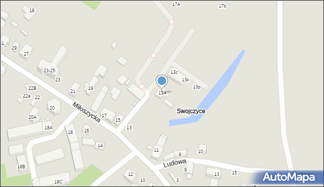 Wrocław, Miłoszycka, 13A, mapa Wrocławia