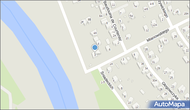 Wrocław, Mianowskiego Józefa, 2, mapa Wrocławia