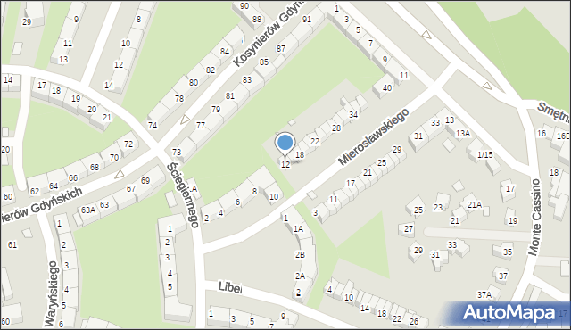 Wrocław, Mierosławskiego Ludwika, gen., 12, mapa Wrocławia