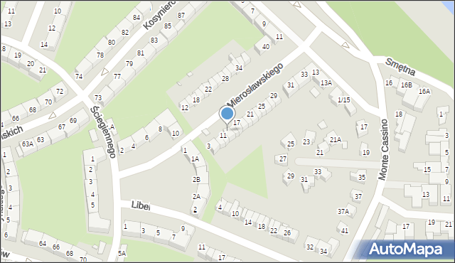 Wrocław, Mierosławskiego Ludwika, gen., 13, mapa Wrocławia