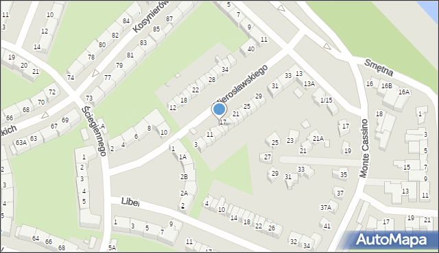 Wrocław, Mierosławskiego Ludwika, gen., 15, mapa Wrocławia