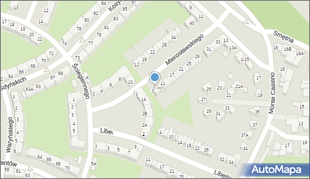 Wrocław, Mierosławskiego Ludwika, gen., 5, mapa Wrocławia