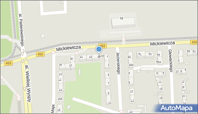 Wrocław, Mickiewicza Adama, 45, mapa Wrocławia