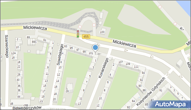 Wrocław, Mickiewicza Adama, 103, mapa Wrocławia