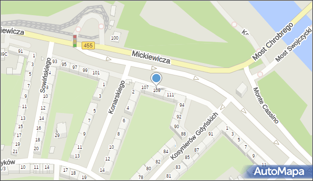 Wrocław, Mickiewicza Adama, 109, mapa Wrocławia