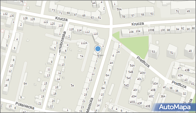 Wrocław, Mielecka, 5, mapa Wrocławia