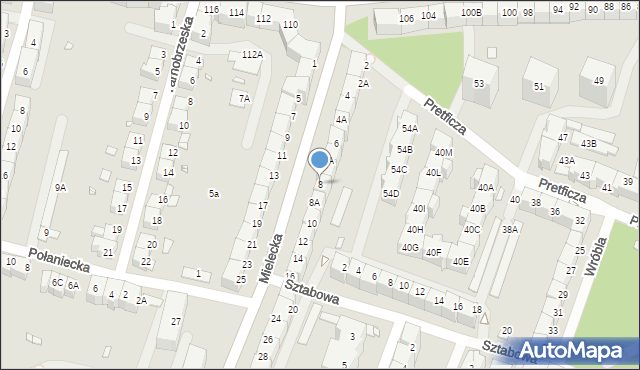 Wrocław, Mielecka, 8, mapa Wrocławia