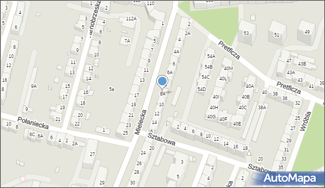 Wrocław, Mielecka, 8A, mapa Wrocławia