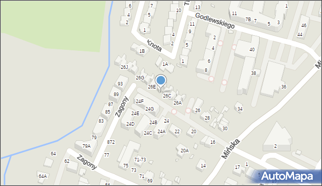 Wrocław, Mińska, 26D, mapa Wrocławia