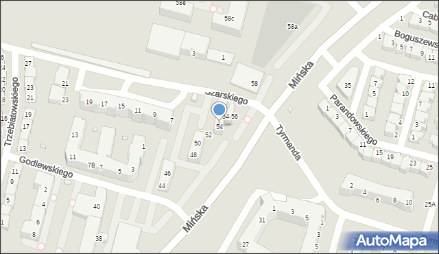 Wrocław, Mińska, 54, mapa Wrocławia