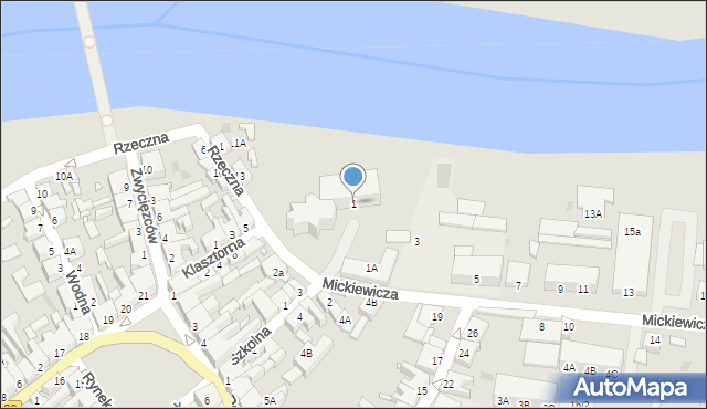 Wronki, Mickiewicza Adama, 1, mapa Wronki